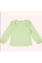 Girl's Long Sleeve T-Shirt with Elastic Sleeves and Ruffle Detail, Ages 3-13, Green - 3