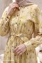 Gathered Lace Floral Yellow Dress - 3