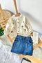 My Little One's Cicileri Brand Detailed Embroidered Knitwear Cardigan with Tights and Stockings 4-Piece Baby Girl Set - Cream