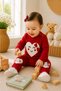 Baby girl heart applique ribbed 2-piece bottom top set seasonal tracksuit set 6-12-18 months old - 4