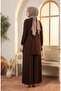 Sandy Fabric Blouse Pants Hijab Double Set 5632-05 Brown - 5