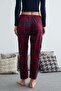 Plaid Patterned Velvet Pajama Bottoms - 7