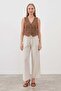 Tie-Up Linen Trousers with Elastic Waist - 2