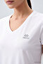 White Basic Short Sleeve Standard Fit V-Neck Women's T-Shirt - 97145 - 3