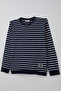 Boy's Sweatshirt with Emblem Detail Striped Ages 4-8, Navy Blue - 4