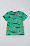 Boy's Shorts Pajama Set Safari Themed Cute Animals Patterned 1.5-5 Years Old, Green - 6