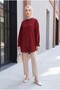 Draped Cuff Oval Cut Shirt - Burgundy - 3