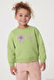 Girl's Sweatshirt with Bow Flower Printed 2-6 Years, Pistachio Green