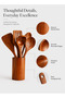 Teak Wooden Kitchen Utensil Set, Includes Spatula, Spoons & Fork for Cooking and Baking. - 4