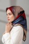 100% Twill Silk Textured Geometric Patterned Burgundy - Indigo Colored 90X90 Scarf Sewing Shape: Hand Sewing - 2