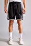 Loose Fit Elastic Waist Printed Black Shorts H2911Ax26Sm - 5