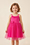Girl's Dress with Tulle and Crown Buckle