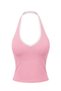 Women's Contrast Piping Detailed Halter Neckline Backless Crop Tank Top - 2