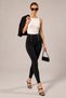 Black Gold Button Detail and Cross-Stitch High-Waisted Shaping Winter Knit Leggings - 3