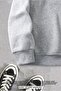 Half Zippered Star Printed Gray Women's Sweatshirt - 2