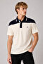 100% Cotton Men's Polo Collar T-shirt, Colorful Striped Short Sleeve Split Model, Mountain Logo Design - 2