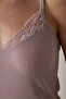 Beige Cashmere Blend Thin Strap Tank Top - 4