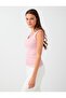 Dusty Rose Slim Fit Strappy Cotton Blend Tank Top - 2