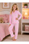 Girl's Cotton Buttoned Long Sleeve Pajama Set