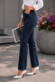 Women's Straight-Leg High-Waist Regular Fit Stretch Fabric Pants-c607-raw-blue - 6