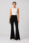 Black Ribbed Flare Leg High Waist Knitted Tights - 3