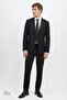 Men's Black Slim Fit Narrow Cut Mono Collar Suit - 5