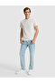 Ecru Slim Fit 100% Cotton Crew Neck Basic T-Shirt 50306980-Vr019 - 4