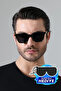 Men's Black Frame Black Glass Sunglasses with Gold Edge Detail