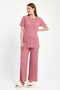 Women's Seasonal Short Sleeve Corded Pink Pajama Set - 5