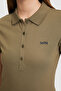 Women's Khaki Polo Collar Basic T-Shirt 50323461-Vr027 - 6