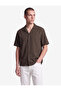 Regular Fit Turn-Down Collar Cotton-Linen Blend Short Sleeve Shirt - 2