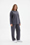 Oşho Style Modal Single Jersey Ribbed Long Sleeve 2-Piece Bottom and Top Set Plus Size