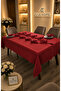 Colber Stripe Detailed Tablecloth Red 18 Pieces for 8 People - Table 160X180...160X350 - 3