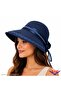 Women's Sun-Protective Straw Beach Hat with Adjustable Velcro Bow Detail on the Back and Stripes