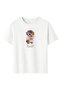 Women's Oversize Hat Teddy Bear Print White T-Shirt - 2