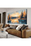 Yellow Nightfall Landscape Wall Art (60x120 cm) – Modern wrap Framed Canvas Print