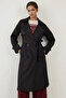Women's Double Breasted Collar Trench Coat Black 1198
