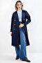 Women's Double Breasted Collar Trench Coat Navy Blue 1053 - 3