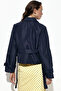Women's Belted Short Trench Coat 1570 - Navy Blue - 4