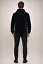 Men's Black Hooded Nova Fabric Stylish Seasonal Water and Windproof Raincoat - 5