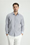 Long Sleeve Slim Fit Slim Fit Striped Cotton Shirt