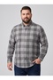 Plus Size Men's Long Sleeve Checkered Single Pocket Oversized Shirt (2XL - 3XL - 4XL) - 4