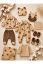 Teddy Bear Patterned 10-Piece Muslin Hospital-Issued Baby Boy Set – Beige/Coffee 0-3 Months - 2