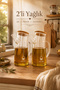 2093 Vacuum Borosilicate Glass 2-Piece Oil Pot Oil Vinegar Set with Bamboo Lid 700ml