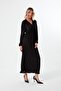 Pleated V-Neck Dress with Elastic Waist and Sleeves and Elasticated Hem