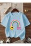 Girl's 3-Pack Goodmood-Sweet-Colorful Daisies Printed Combed Cotton T-Shirt (Baby Blue-Black-White) - 3