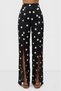 Black and White Polka Dot Halter Neck Bow Detail Slit Satin Evening Dress Set - Pants and Blouse Set - 5