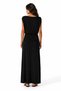Women's Black Boat Neck Shoulder and Asymmetrical Waist Draped Maxi Dress - 8