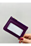 Four-Compartment Zipper Detailed Purple Leather Women's Card Holder - 2
