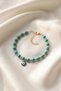 Natural Stone Bracelet with Evil Eye Bead Detail and Gold Color Stone - 2